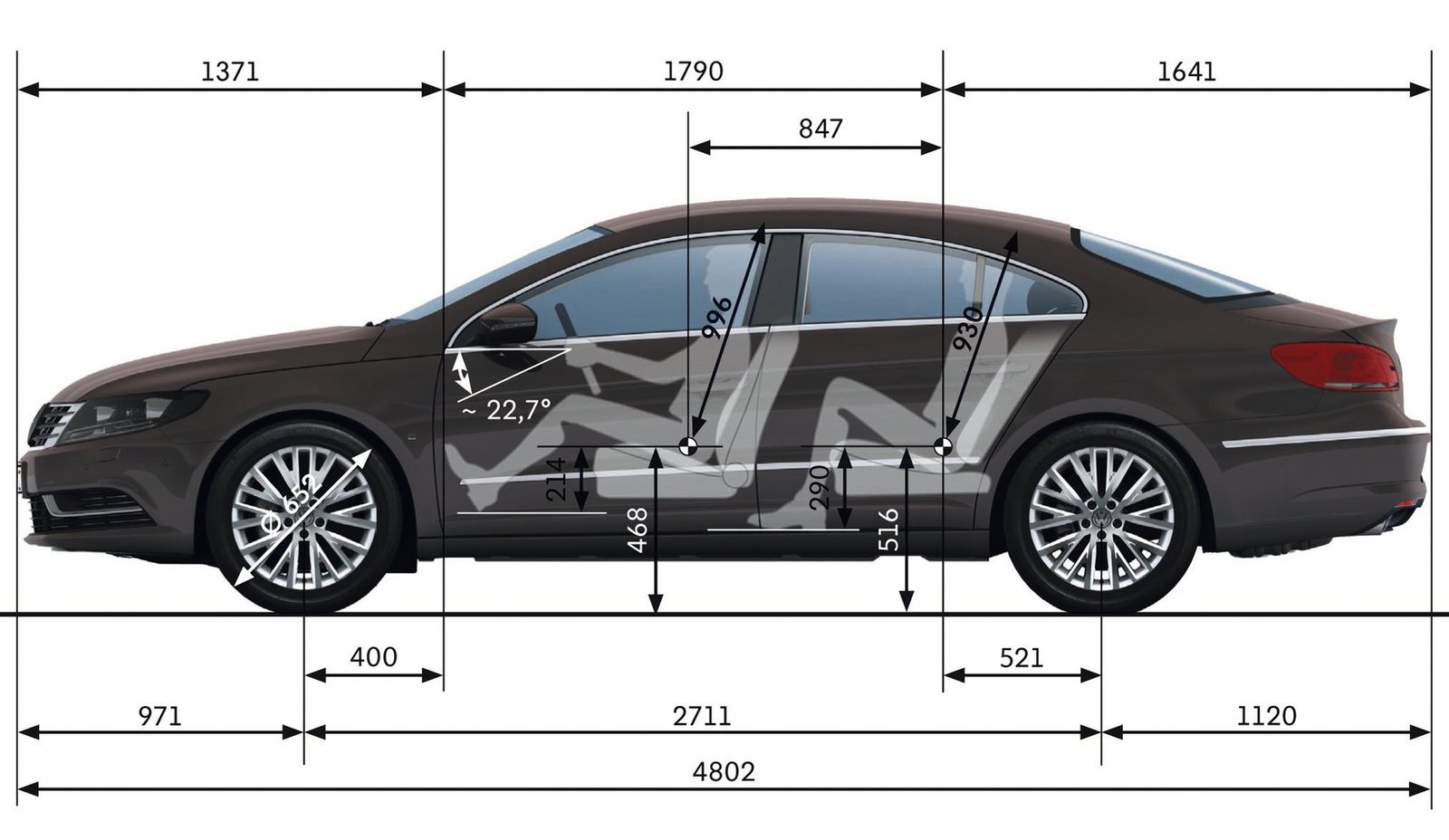 Dimensions 1 3 VW Passat CC 2013 Http volkswagen cars free fr 